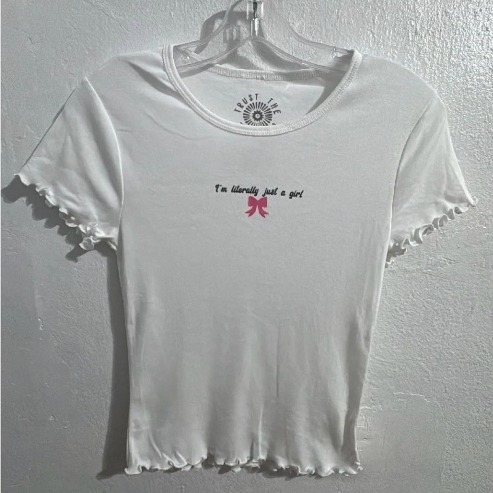 I’m Literally Just A Girl Pink Bow Baby Tee